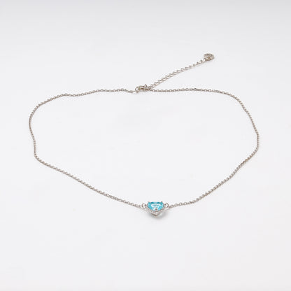 Silver 925 Blue Heart CZ Pendant Necklace detail — Kabluchka