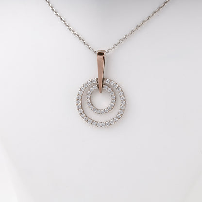 Silver 925 two-tone double circle CZ pendant — view 5 — Kabluchka