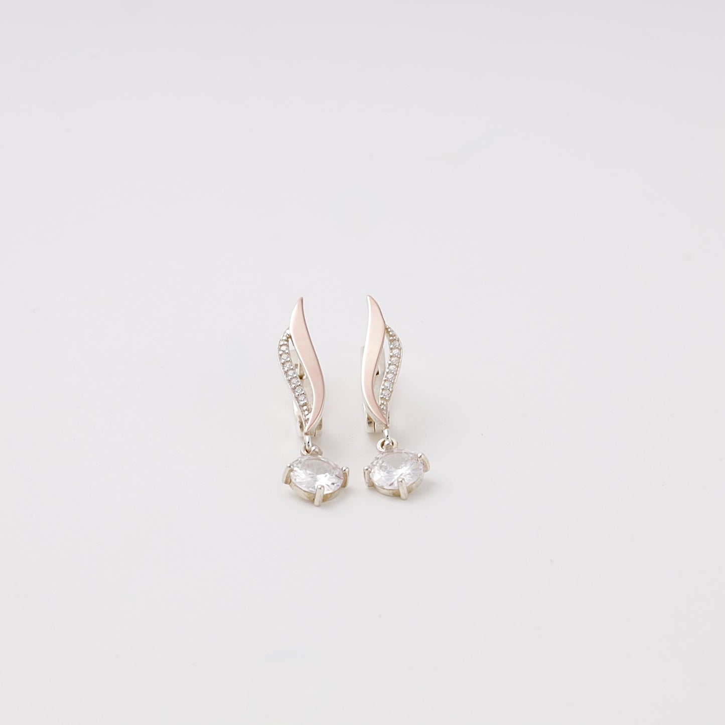Silver 925 twist drop earrings, angled view — Kabluchka