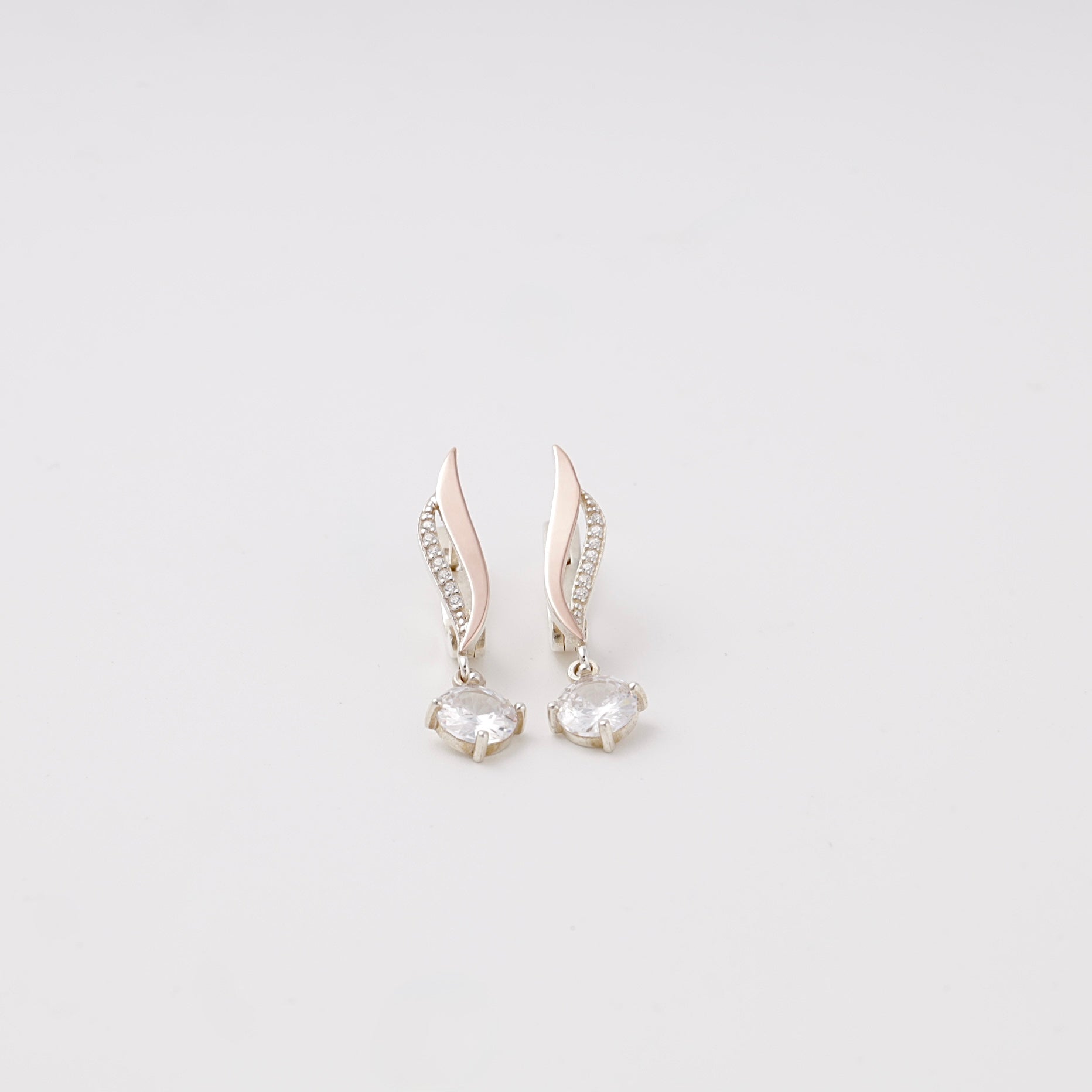 Silver 925 twist drop earrings, angled view — Kabluchka