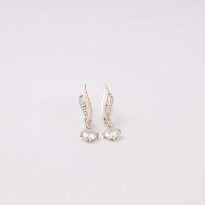 Silver 925 twist drop earrings, angled view — Kabluchka