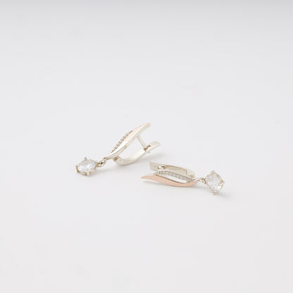 Silver 925 twist drop earrings with English lock — Kabluchka
