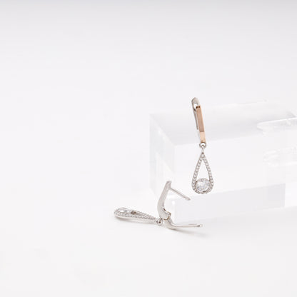 Silver 925 teardrop drop earrings with English lock, side view — Kabluchka