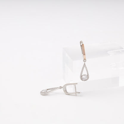 Silver 925 teardrop drop earrings, angled view — Kabluchka