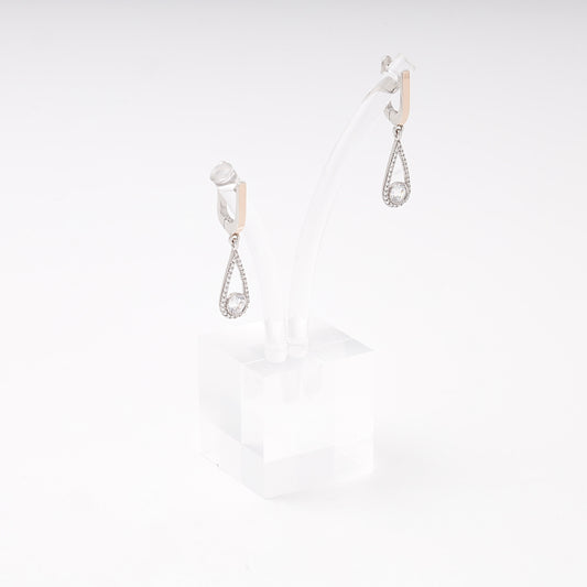 Silver 925 teardrop drop earrings with cubic zirconia — Kabluchka