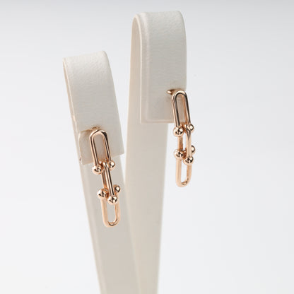 Rose gold link earrings detail ball connectors - Kabluchka Jewelry Store