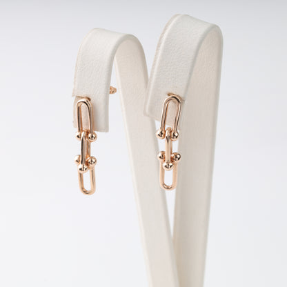 Rose gold 585 chain drop earrings side view - Kabluchka