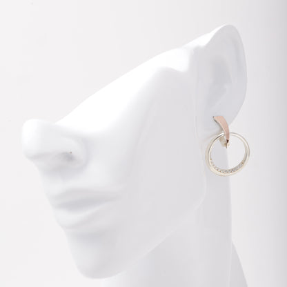 Silver 925 two-tone CZ geometric hoop earrings — view 2 — Kabluchka