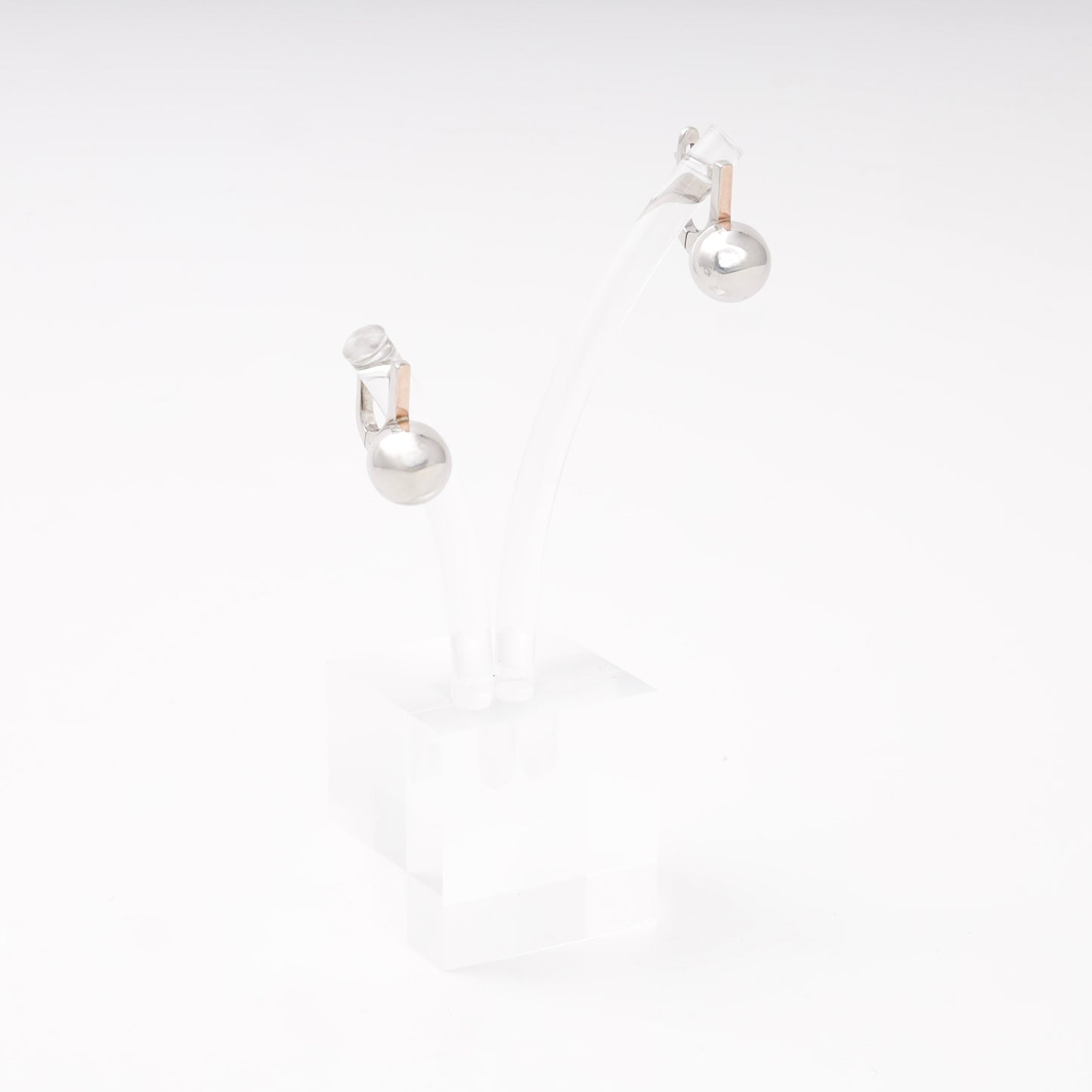 Silver 925 ball earrings on display stand — Kabluchka
