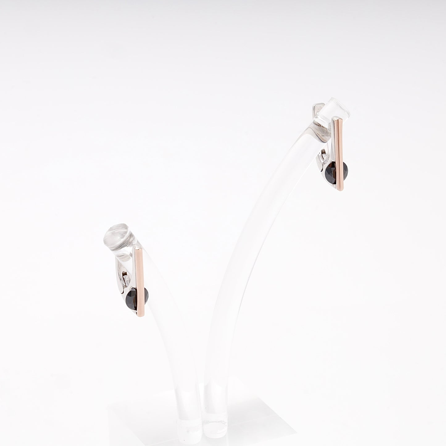 Silver 925 bar earrings with rose gold 375 accent — Kabluchka