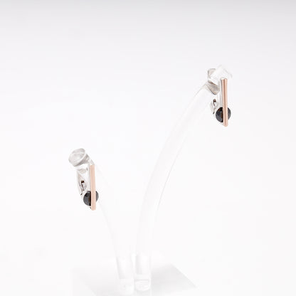 Silver 925 bar earrings with rose gold 375 accent — Kabluchka