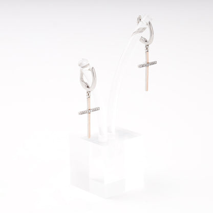 Silver 925 two-tone cross drop earrings — Kabluchka