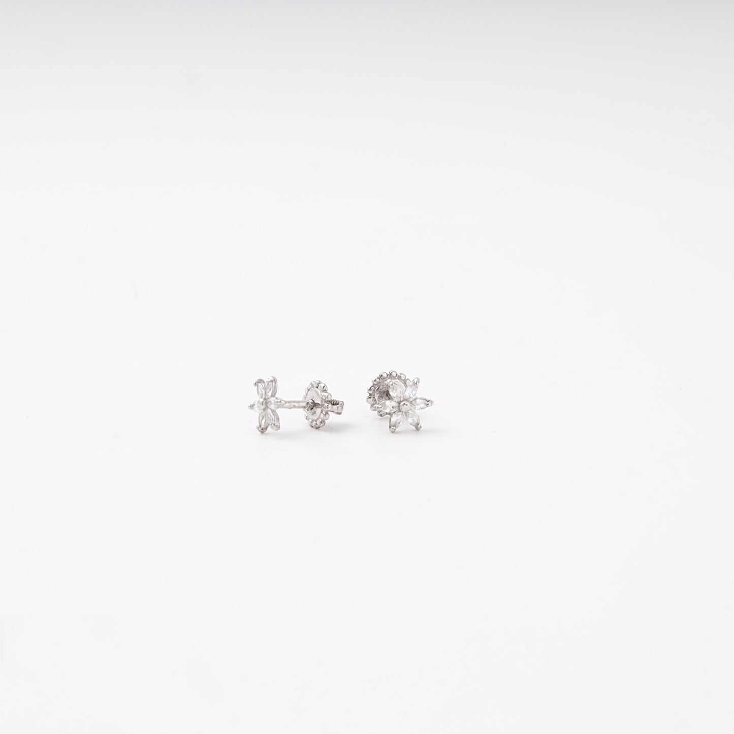 Silver 925 flower CZ stud earrings — view 4 — Kabluchka