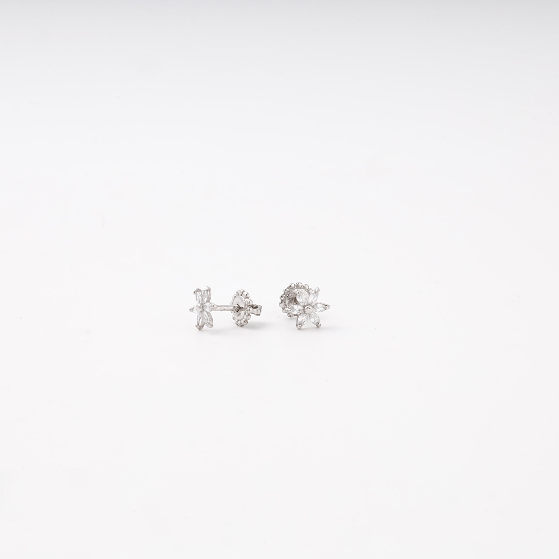 Silver 925 flower CZ stud earrings — view 4 — Kabluchka