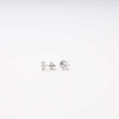 Silver 925 flower CZ stud earrings — view 4 — Kabluchka