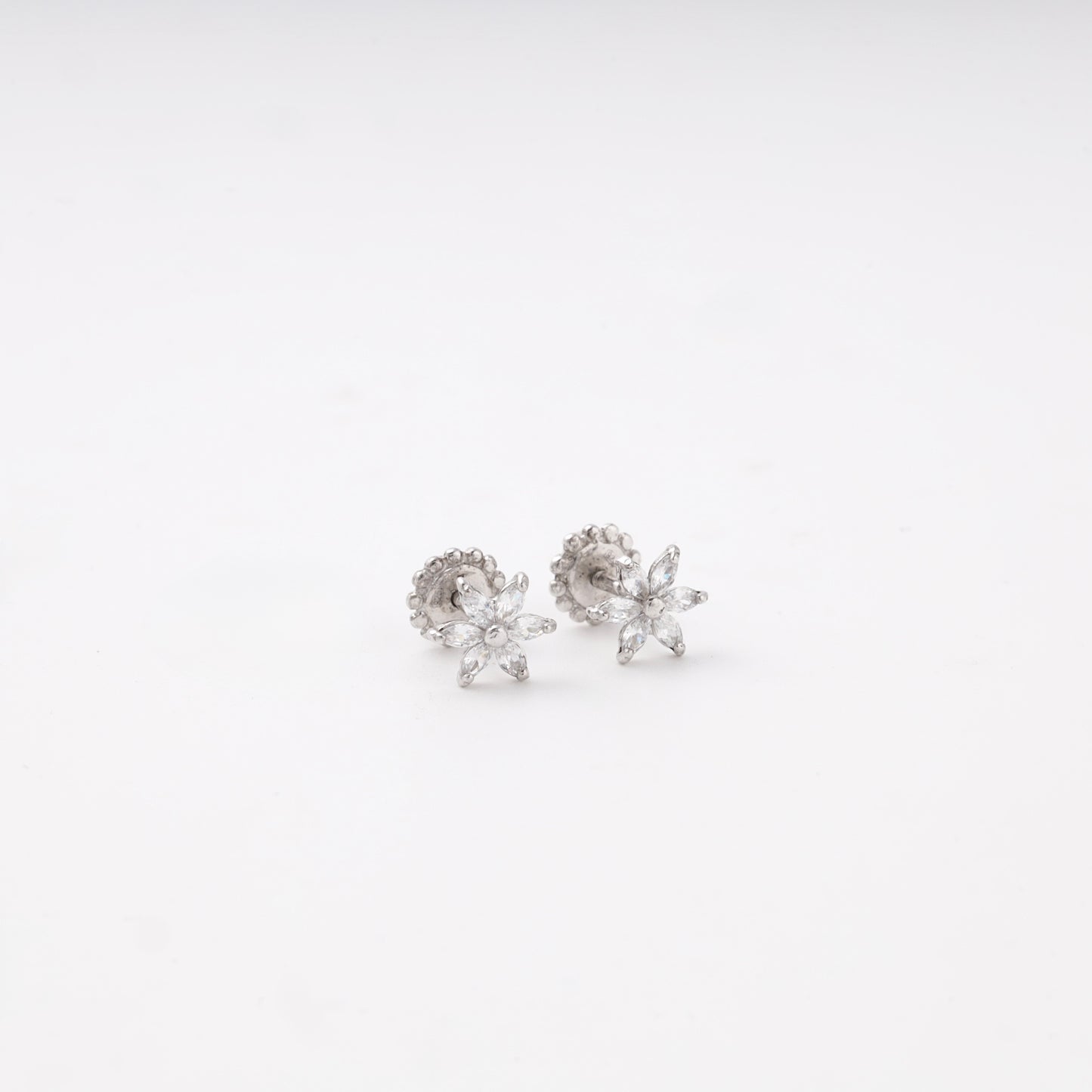 Silver 925 flower CZ stud earrings — view 1 — Kabluchka