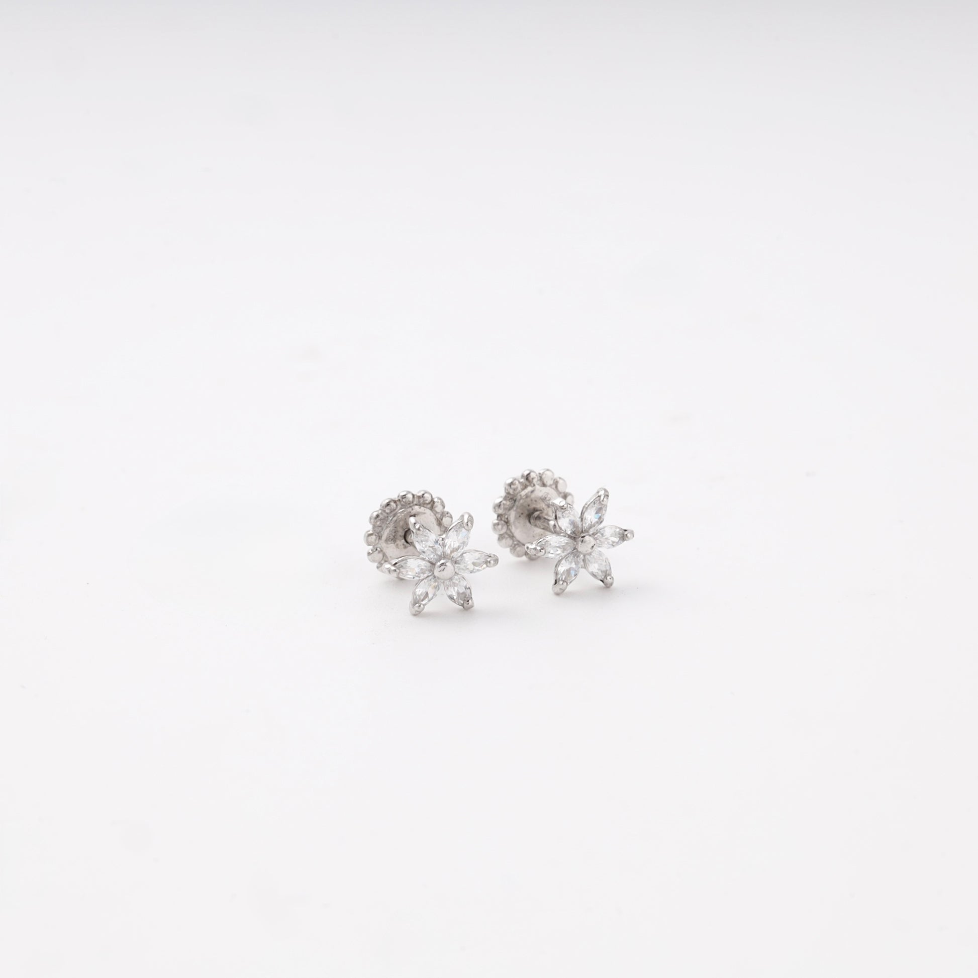 Silver 925 flower CZ stud earrings — view 1 — Kabluchka