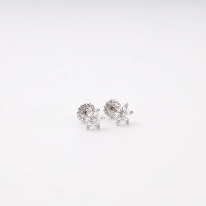 Silver 925 flower CZ stud earrings — view 1 — Kabluchka