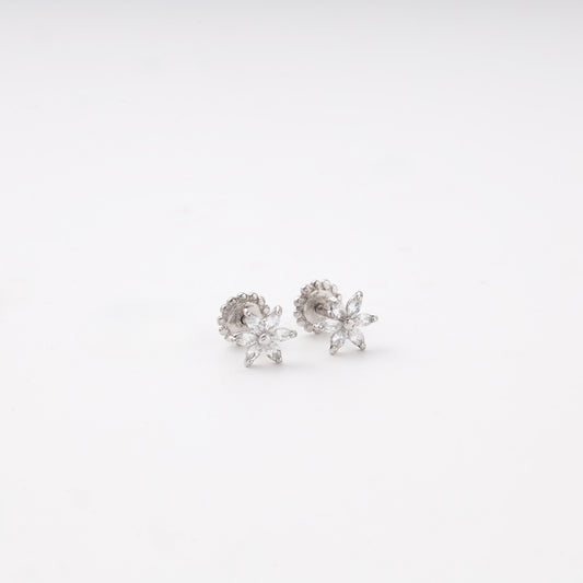Silver 925 flower CZ stud earrings — view 1 — Kabluchka