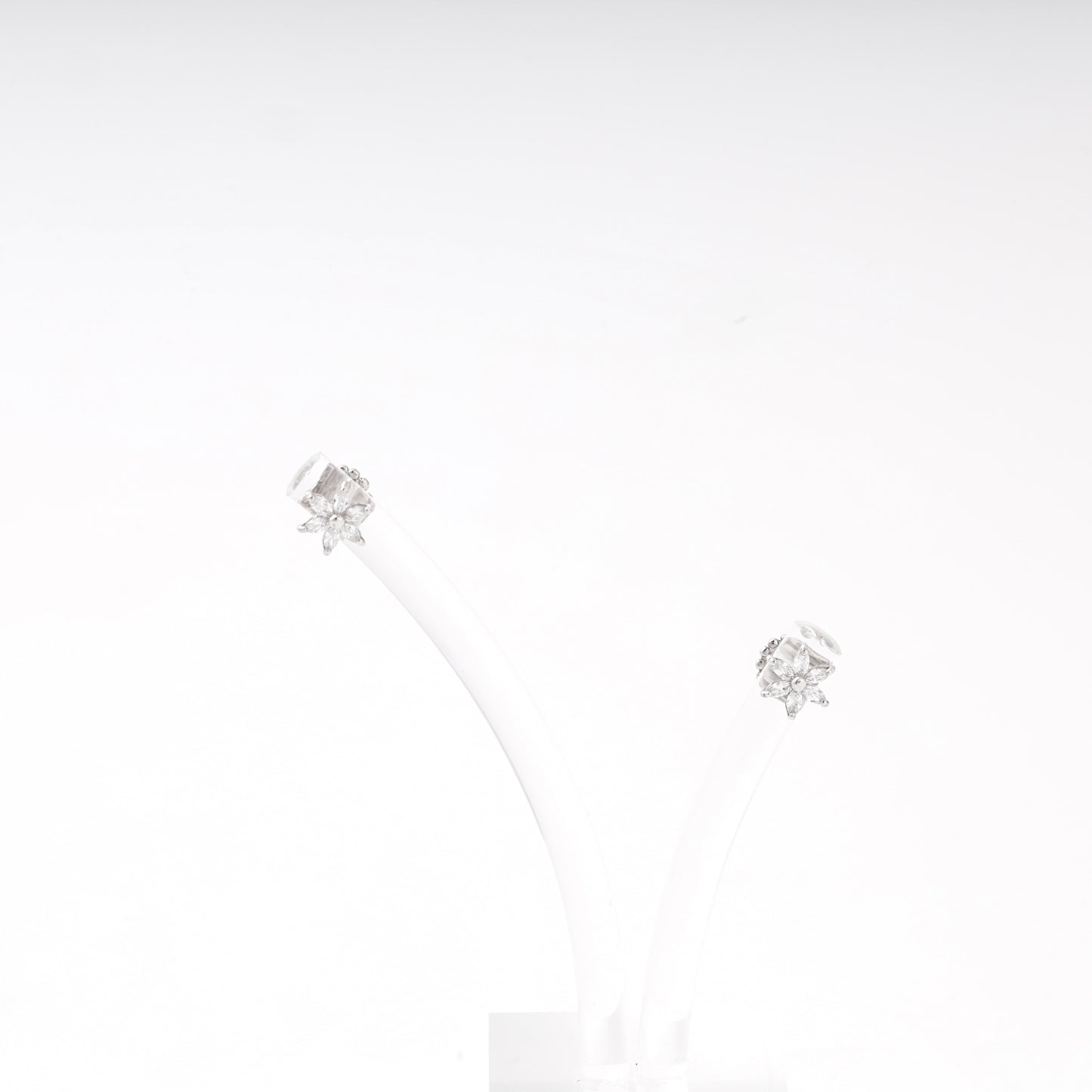 Silver 925 flower CZ stud earrings — view 2 — Kabluchka