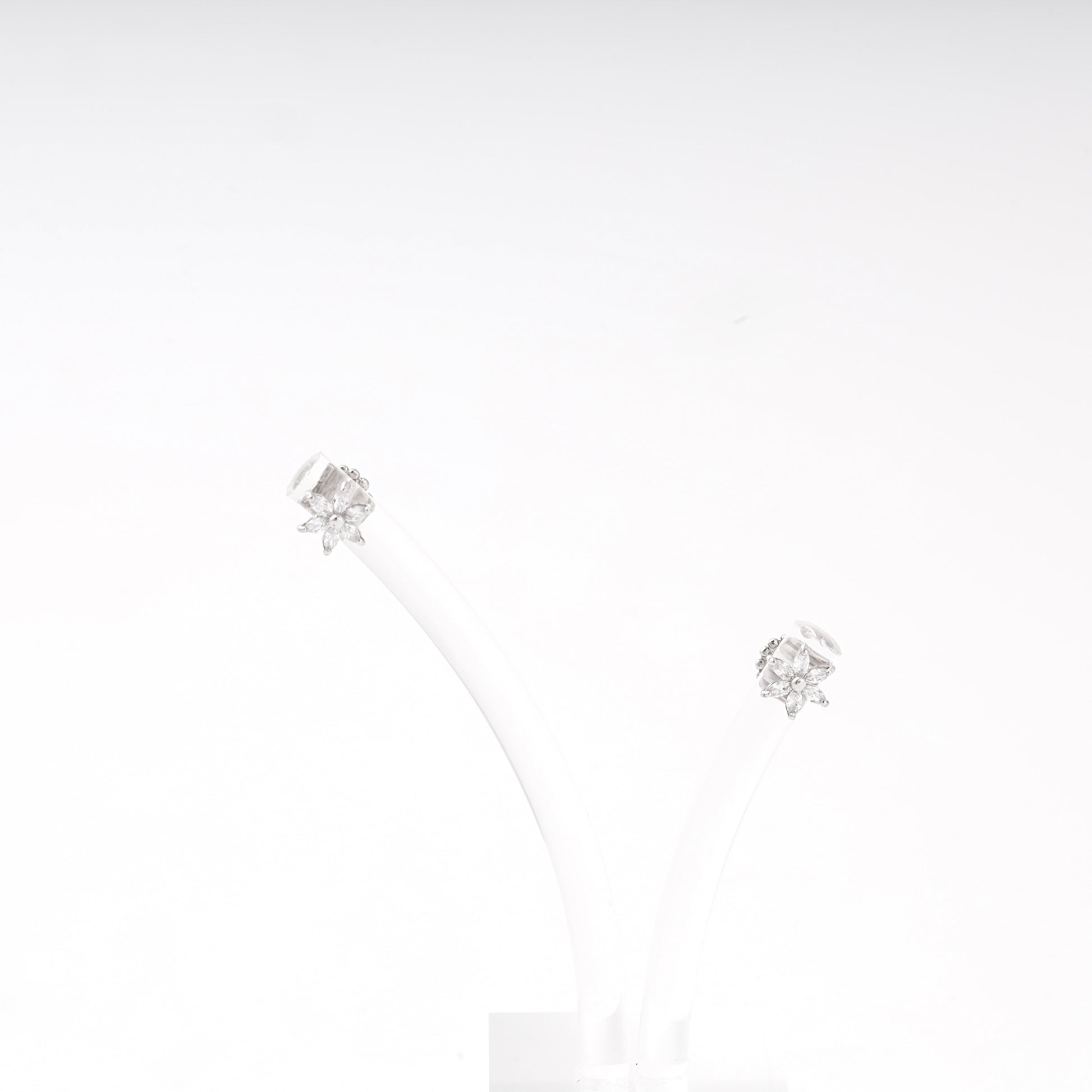 Silver 925 flower CZ stud earrings — view 2 — Kabluchka