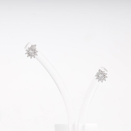 Silver 925 halo stud earrings with cubic zirconia — Kabluchka