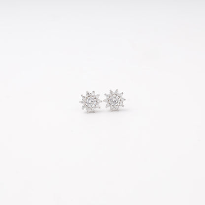 Cubic zirconia halo stud earrings in silver 925 — Kabluchka