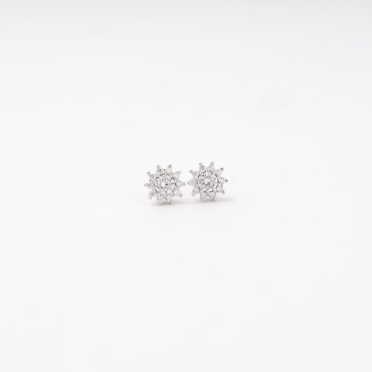 Cubic zirconia halo stud earrings in silver 925 — Kabluchka