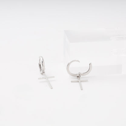 Silver 925 hoop earrings with cross charm — Kabluchka