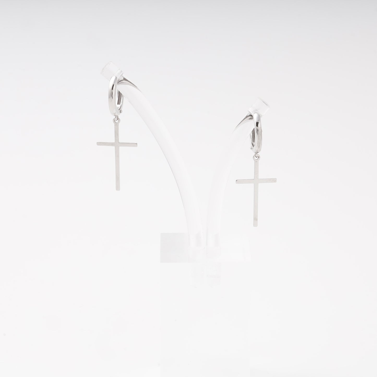 Silver 925 cross huggie hoop earrings — Kabluchka