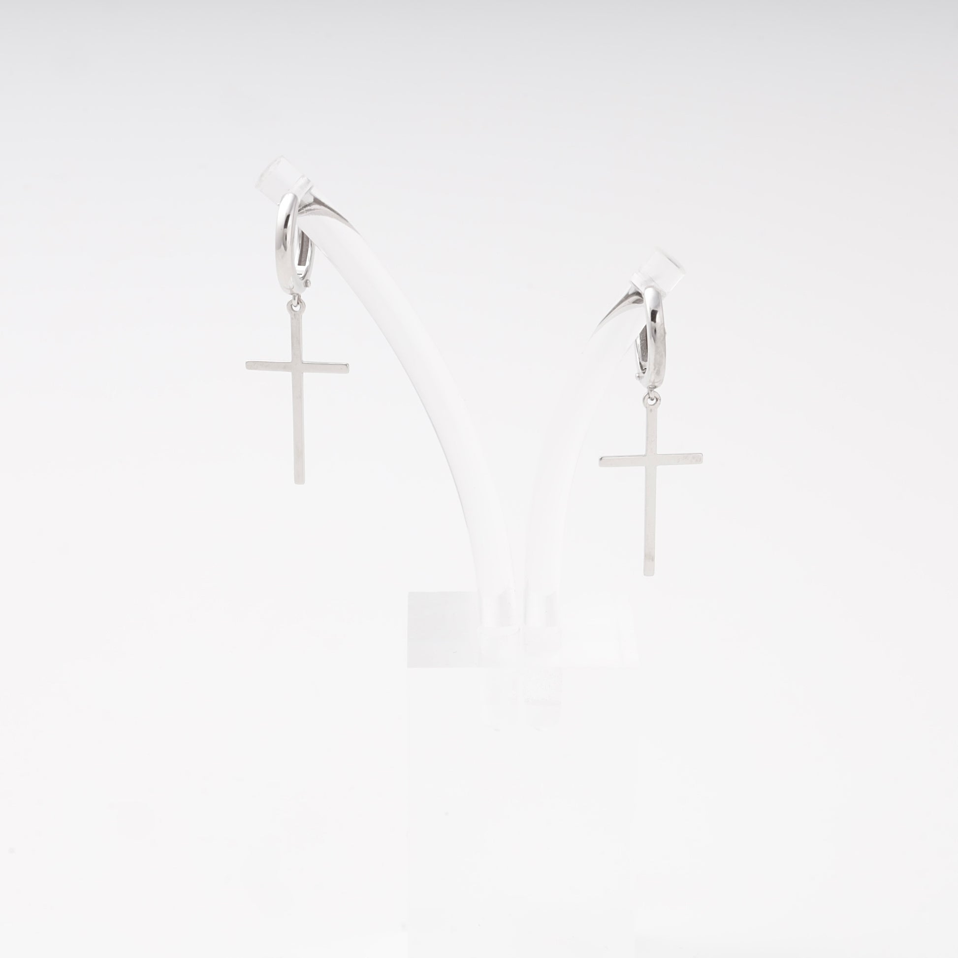 Silver 925 cross huggie hoop earrings — Kabluchka
