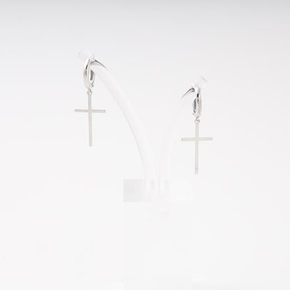 Silver 925 cross huggie hoop earrings — Kabluchka