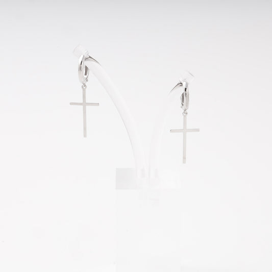 Silver 925 cross huggie hoop earrings — Kabluchka