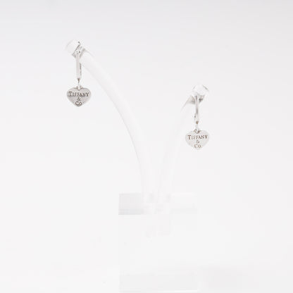 Silver 925 heart tag drop earrings on English lock — Kabluchka