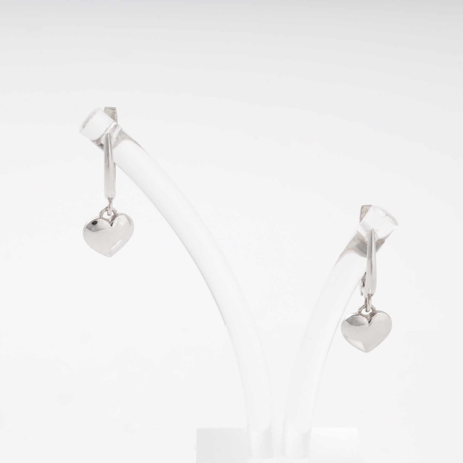 Silver 925 polished heart dangle earrings — view 2 — Kabluchka