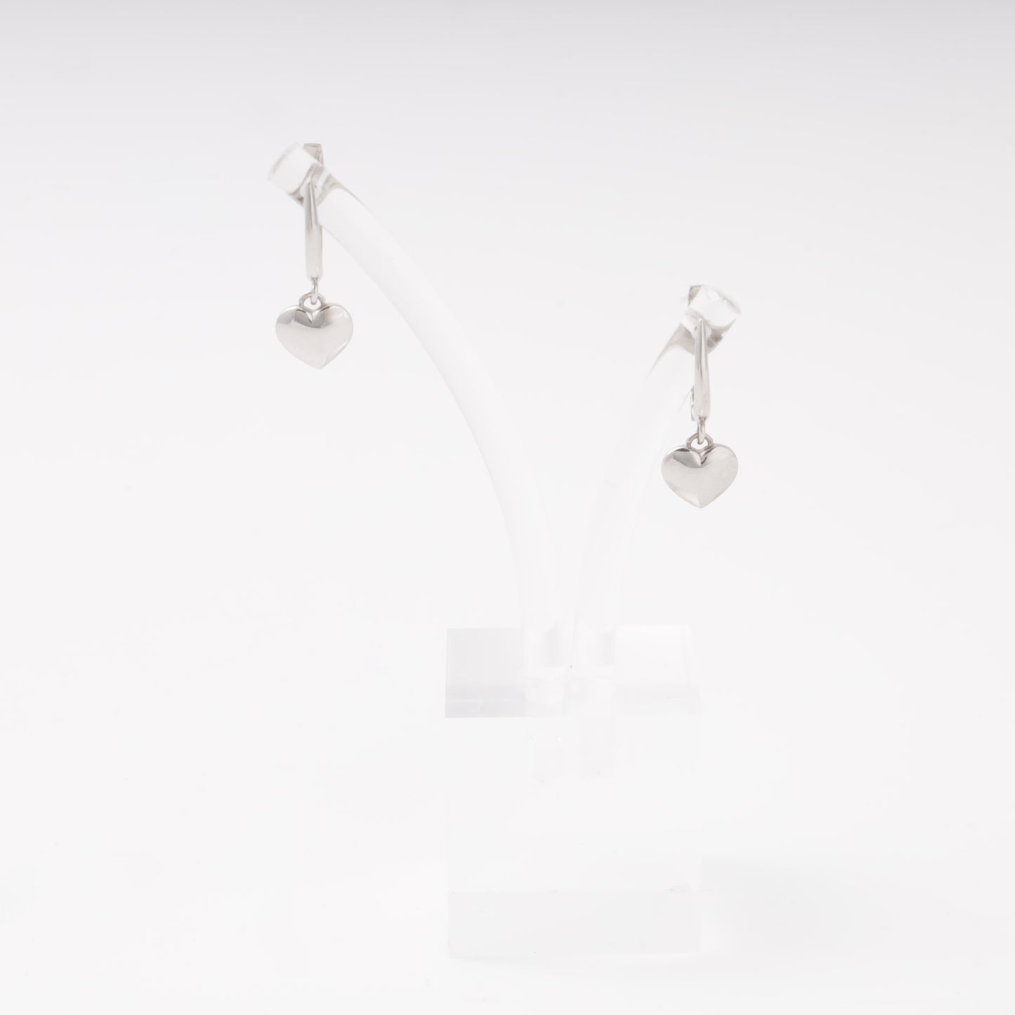 Silver 925 polished heart dangle earrings — view 1 — Kabluchka
