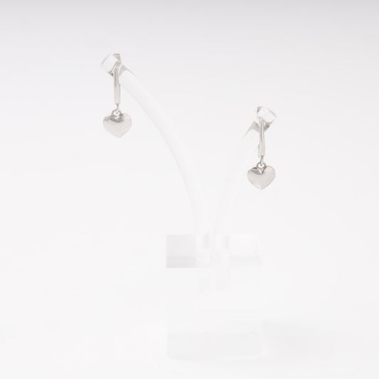 Silver 925 polished heart dangle earrings — view 1 — Kabluchka