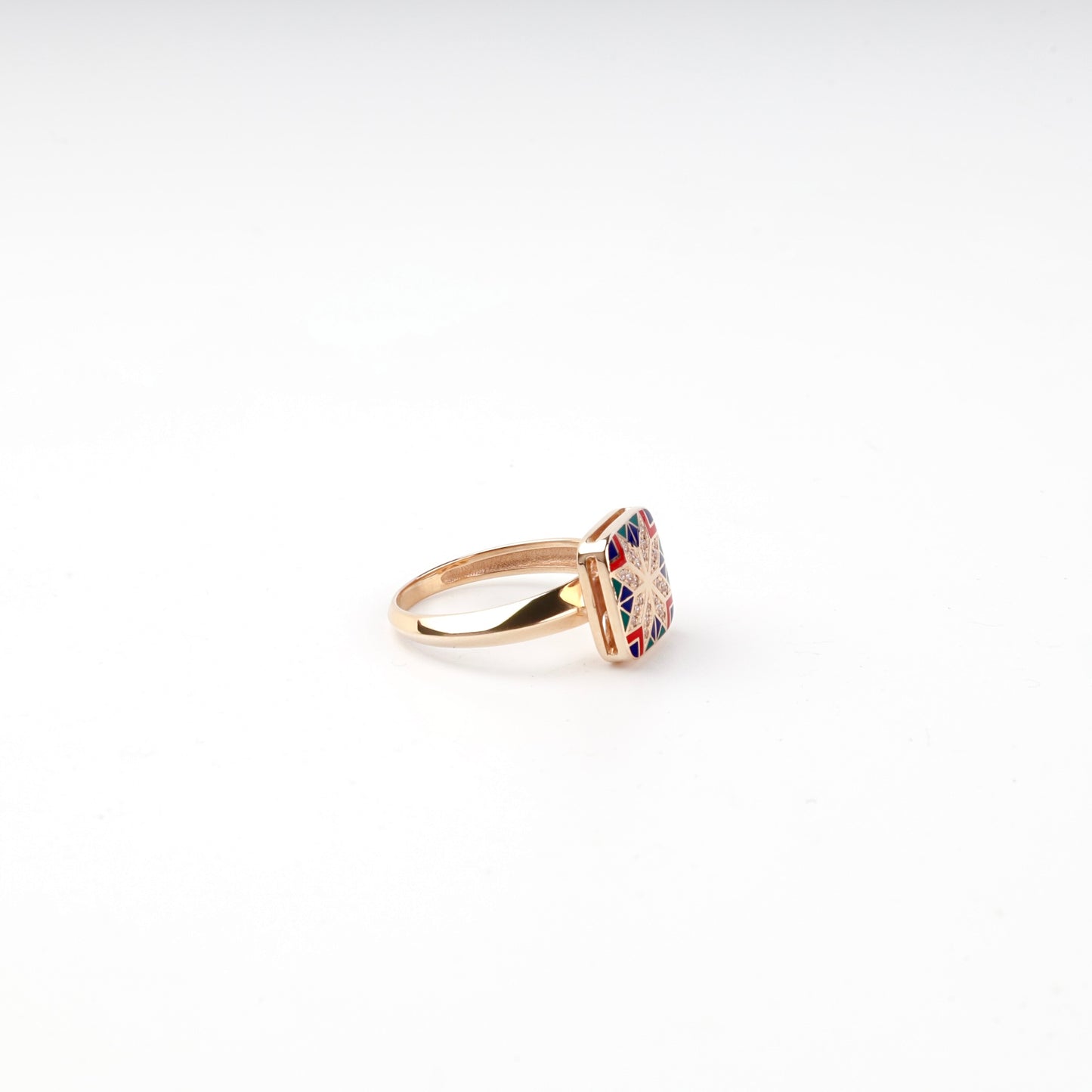 Rose Gold 14K Ukrainian ornament ring, reverse view