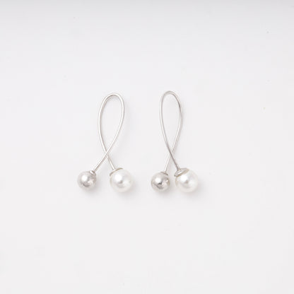Silver 925 pearl and bead drop earring — Kabluchka
