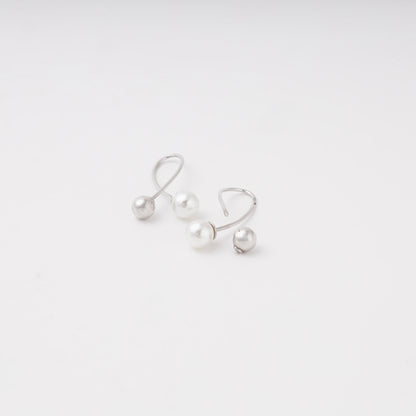 Silver 925 pearl and bead drop earrings on open ear wire — Kabluchka