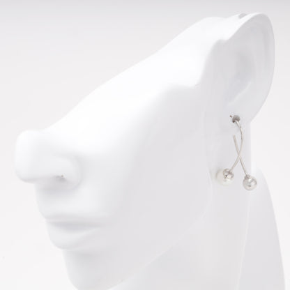 Silver 925 pearl and bead drop earrings, detail — Kabluchka