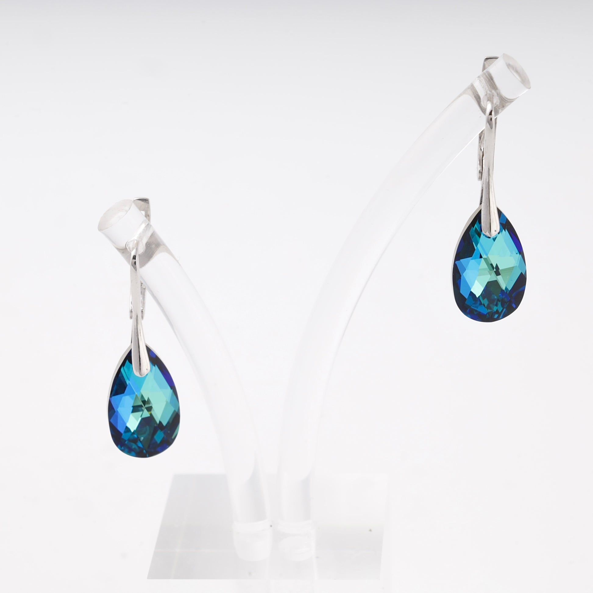 Silver 925 drop earrings with blue Swarovski crystal — Kabluchka