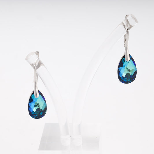 Silver 925 drop earrings with blue Swarovski crystal — Kabluchka
