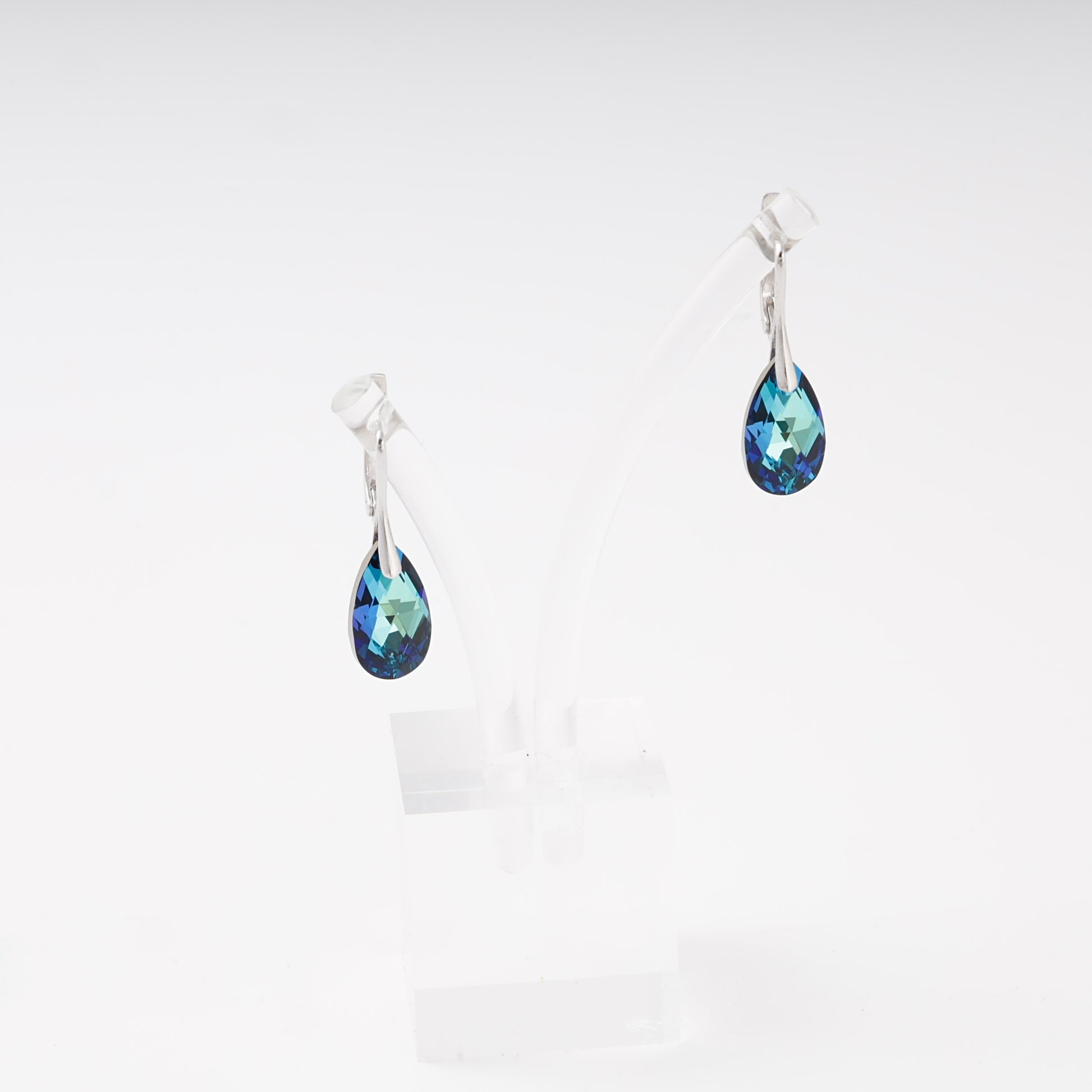 Blue Swarovski crystal teardrop earrings in silver 925 — Kabluchka