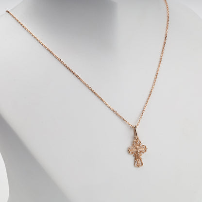 Rose Gold 14K (585) Openwork Orthodox Crucifix Pendant, product view 4 — Kabluchka