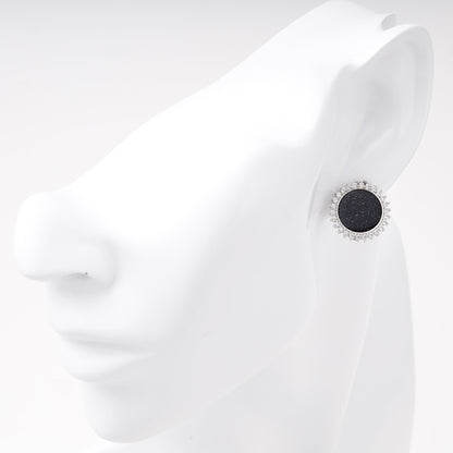 Blue aventurine halo earring shown on ear — Kabluchka