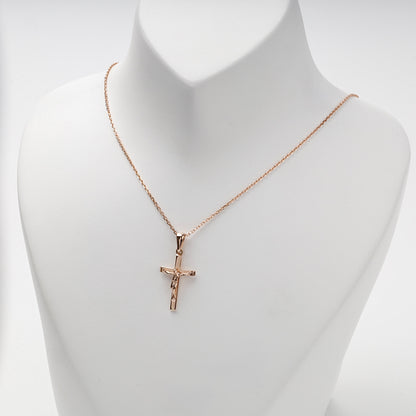Rose Gold 14K (585) Slim Crucifix Pendant, product view 3 — Kabluchka