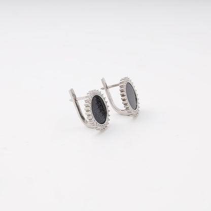 Silver 925 round halo earrings, side view — Kabluchka