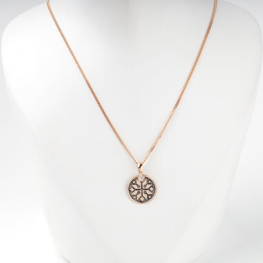 Rose Gold 14K Ukrainian ornamental star pendant, front view