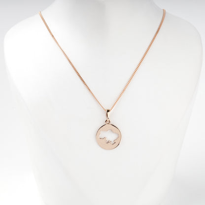 Rose Gold 14K Ukraine map pendant, front view